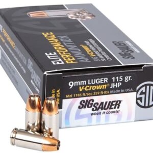 Sig Sauer Elite Performance Ammunition 9mm Luger 115 Grain V-Crown Jacketed Hollow Point