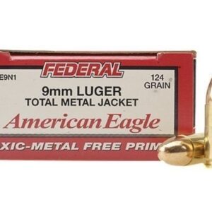 Federal American Eagle Ammunition 9mm Luger 124 Grain Total Metal Jacket 1000 round