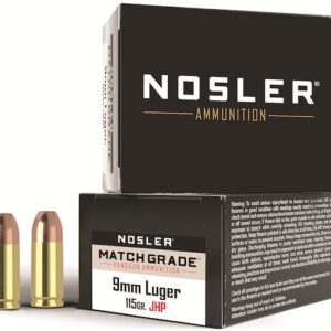 Nosler Match Grade Ammunition 9mm Luger 115 Grain Jacketed Hollow Point 500 round