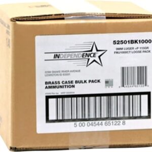 Independence Ammunition 9mm Luger +P 115 Grain Full Metal Jacket Box of 1000 (Bulk)