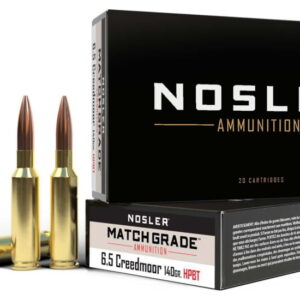 Nosler Match Grade 6.5mm Creedmoor 140 Grain Custom Competition Brass Cased Centerfire Rifle Ammunition 500 ROUNDS