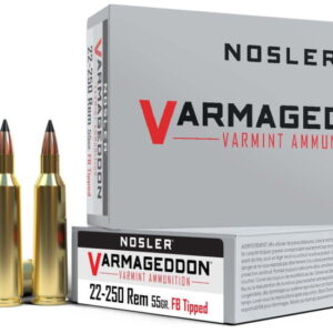 Nosler Varmageddon .22-250 Remington 55 Grain Flat Base Tipped Brass Cased 500 rounds
