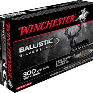 Winchester BALLISTIC SILVERTIP .300 Winchester Magnum 180 grain Fragmenting Polymer Tip Brass Cased Centerfire Rifle Ammunition 500 ROUNDS