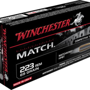 Winchester Competition Match .223 Remington 69 grain Boat Tail Hollow Point (BTHP) Brass Centerfire Rifle Ammunition 500 RDS