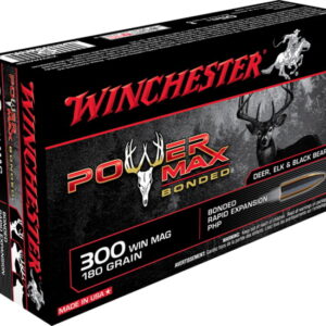 Winchester POWER MAX BONDED .300 Winchester Magnum 180 grain Bonded Rapid Expansion Protected Hollow Point Brass Cased Centerfire Rifle Ammunition X30WM2BP 500 ROUNDS