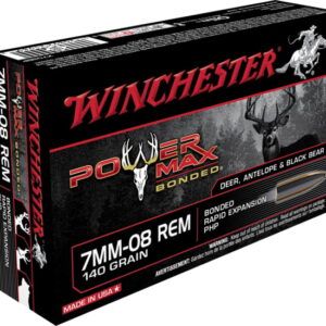 Winchester POWER MAX BONDED 7mm-08 Remington 140 grain Bonded Rapid Expansion Protected Hollow Point Centerfire Rifle Ammunition 500 RDS
