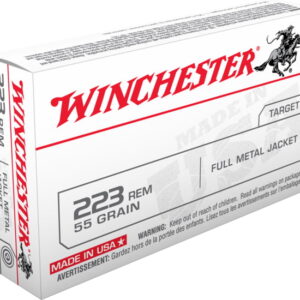 Winchester USA RIFLE .223 Remington 55 grain Full Metal Jacket (FMJ) Brass Centerfire Rifle Ammunition 500 ROUNDS