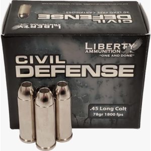 Liberty Ammunition Civil Defense .45 Long Colt 78 grain Hollow Point Centerfire Pistol Ammunition 500 ROUNDS