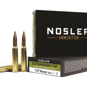 Nosler E-Tip 7x57mm Mauser (7mm Mauser) Ammo 140 Grain Nosler Expansion Tip (E-Tip) Polymer Tip Lead Free Box of 250