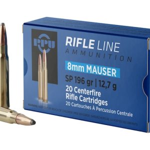 PPU 8x57mm JS Mauser (8mm Mauser) (323 Diameter) Ammo 196 Grain Jacketed Soft Point Box of 500