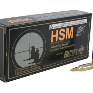 HSM Varmint Gold 204 Ruger Ammo 35 Grain Berger Varmint Jacketed Hollow Point Box of 500
