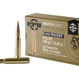 PPU Match 8x57mm JS Mauser (8mm Mauser) (323 Diameter) Ammo 200 Grain Full Metal Jacket Box of 500