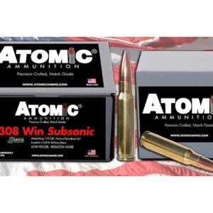 Atomic Match Subsonic 308 Winchester Ammo 175 Grain Jacketed Hollow Point Box of 100