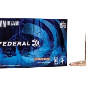 Federal Power-Shok 8x57mm JS Mauser (8mm Mauser) (323 Diameter) Ammo 170 Grain Jacketed Soft Point Box of 500