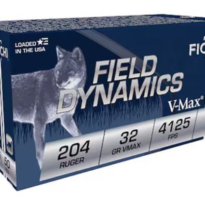 Fiocchi Field Dynamics 204 Ruger Ammo 32 Grain Hornady V-Max Polymer Tip Box of 500