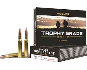 Nosler Trophy Grade 7x57mm Mauser (7mm Mauser) Ammo 140 Grain Nosler AccuBond Bonded Polymer Tip Box of 250