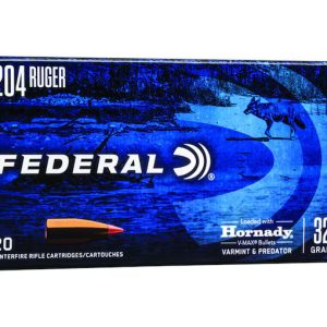 Federal Varmint & Predator 204 Ruger Ammo 32 Grain Hornady V-Max Polymer Tip Box of 20